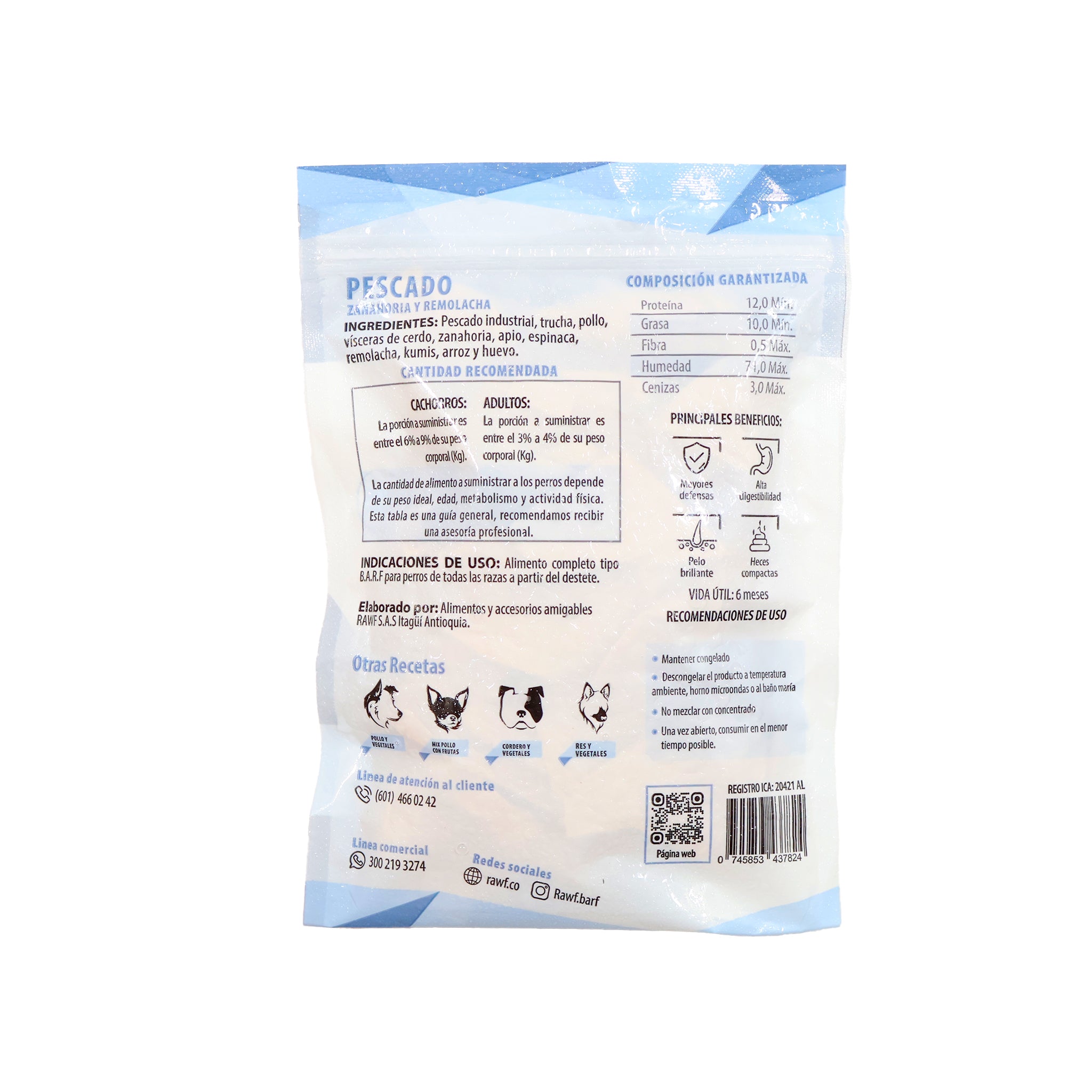 B.A.R.F Perro Pescado Zanahoria y Remolacha x 500g