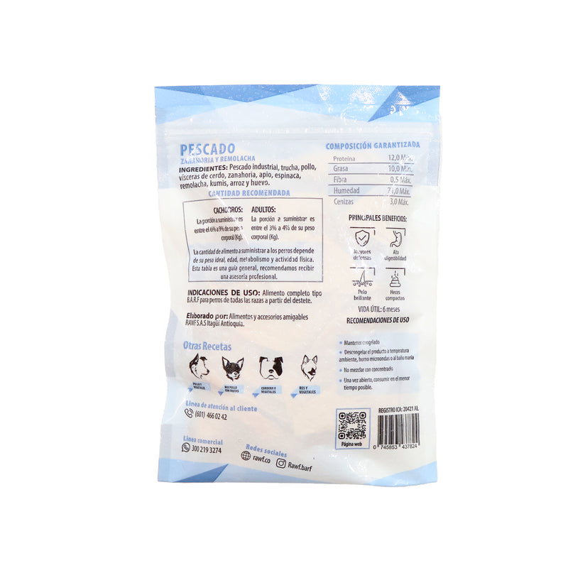 B.A.R.F Perro Pescado Zanahoria y Remolacha x 500g