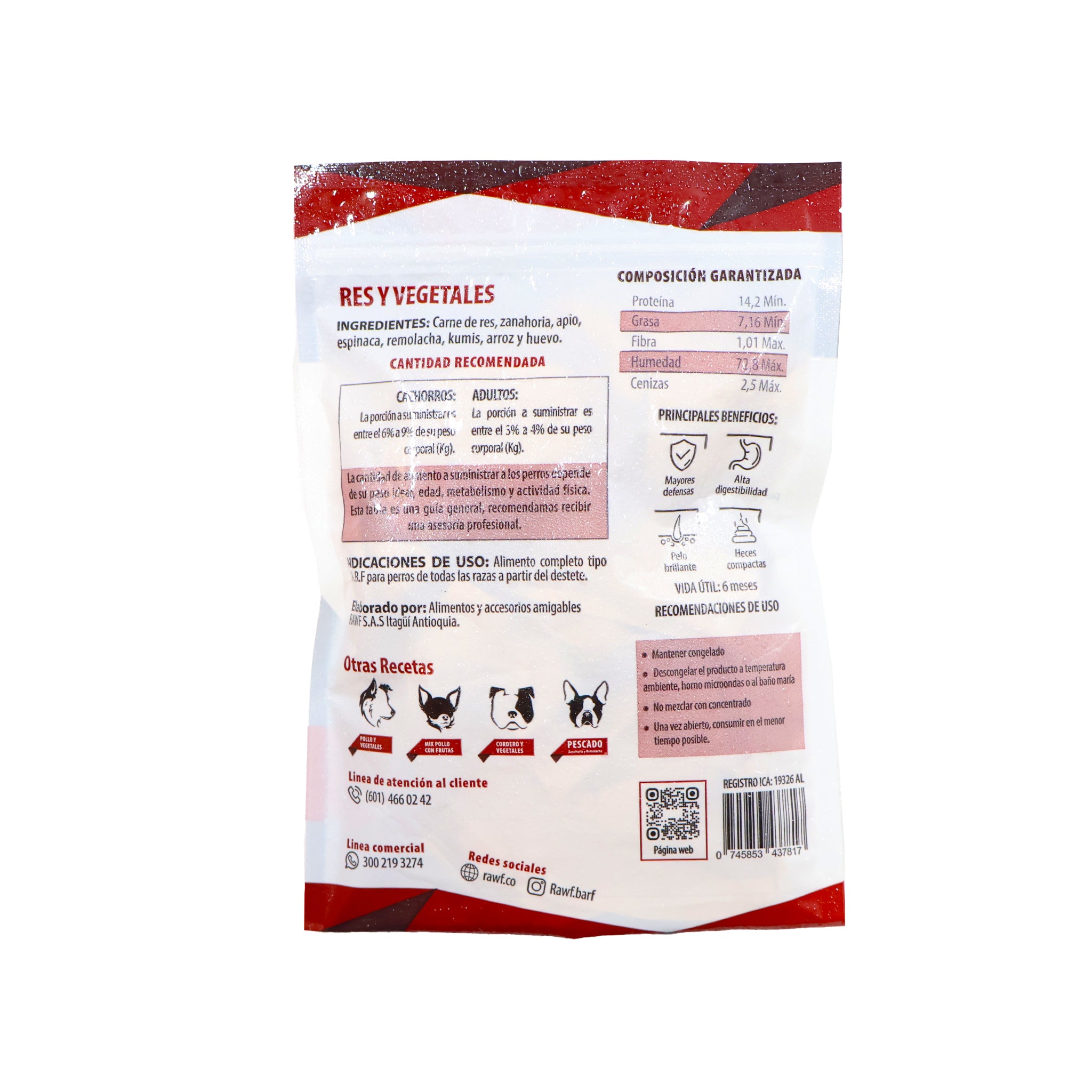 B.A.R.F Perro Res y Vegetales x 500g